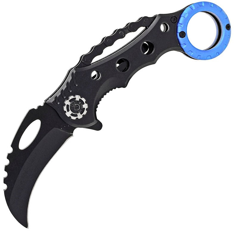 Blue Karambit Spring Assist Folding Knife Tactical Rescue Knives - TOPHATTER'S ARMORY DEALS Collectible Weapons - Tophatter Daily Deals