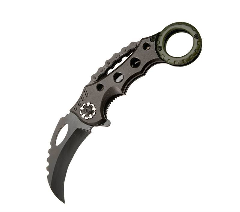Green Karambit Spring Assist Folding Knife Tactical Rescue Knives - TOPHATTER'S ARMORY DEALS Collectible Weapons - Tophatter Daily Deals