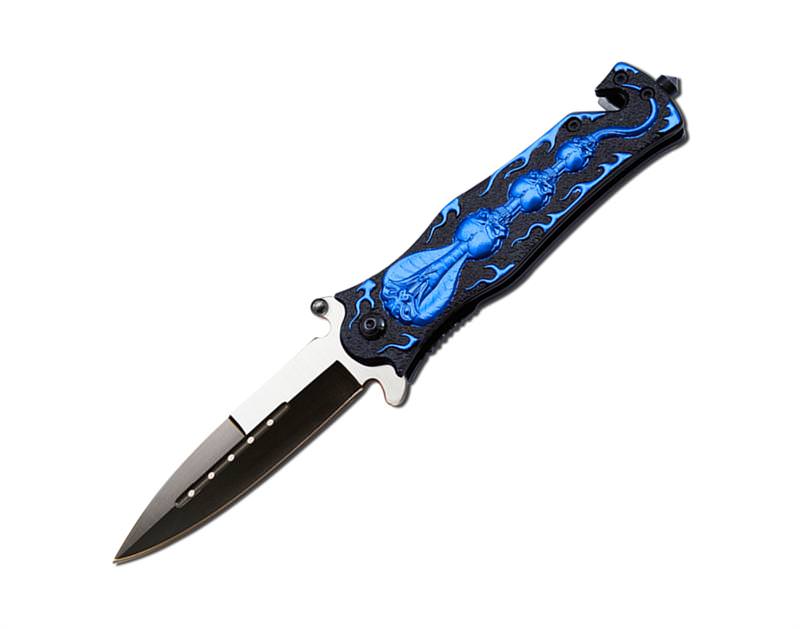 Spring Assist - Legal Auto Knife - Blue Cobra Tactical Fighter - TOPHATTER'S ARMORY DEALS Collectible Weapons - Tophatter Daily Deals