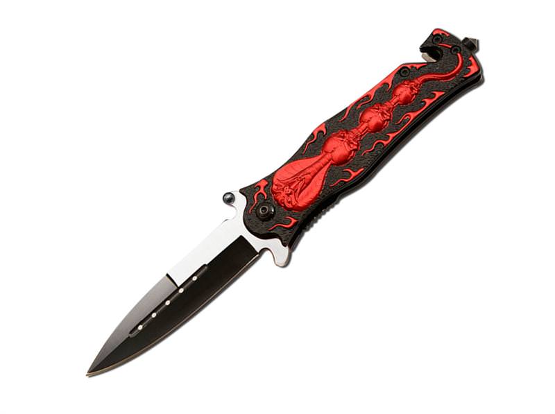 Spring Assist - Legal Auto Knife - Red Cobra Tactical Fighter - TOPHATTER'S ARMORY DEALS Collectible Weapons - Tophatter Daily Deals