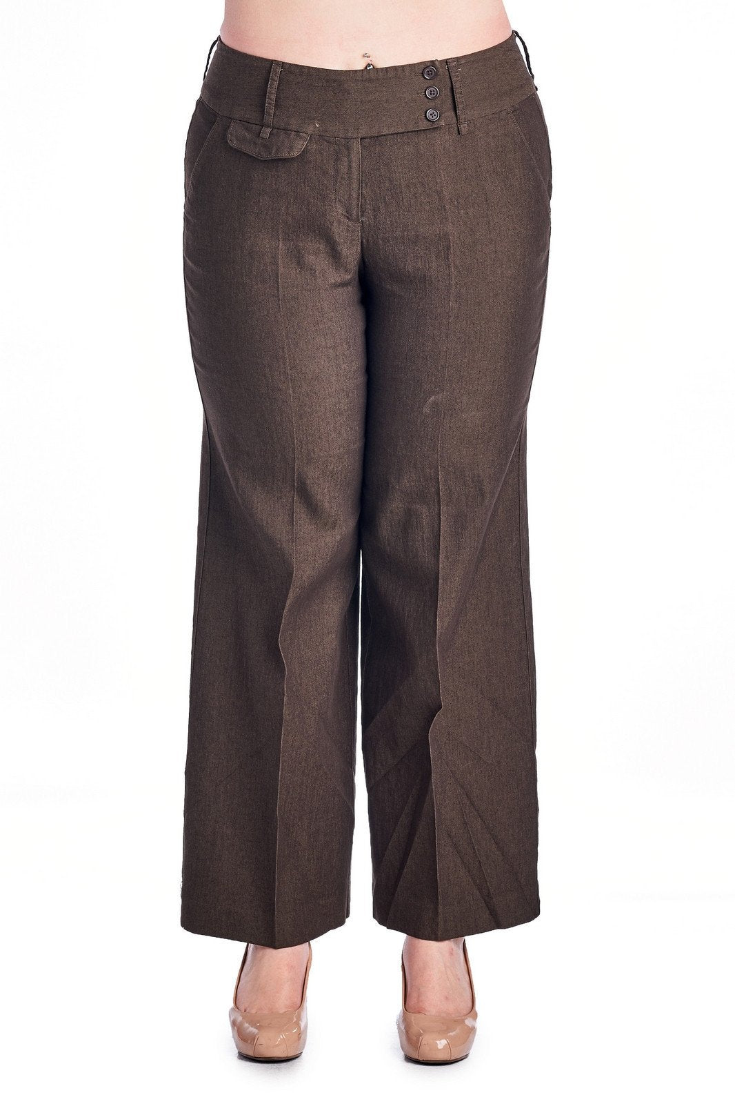 Larry Levine Chocolate Stretch Pant Pants - Tophatter Daily Deals