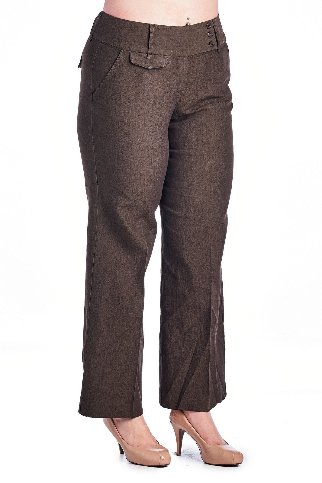 Larry Levine Chocolate Stretch Pant Chocolate 7 Pants - Tophatter Daily Deals