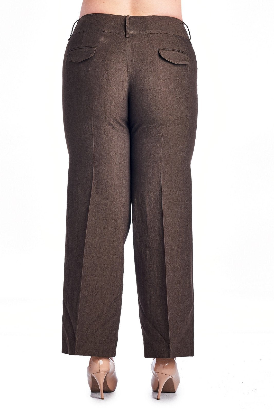 Larry Levine Chocolate Stretch Pant Pants - Tophatter Daily Deals