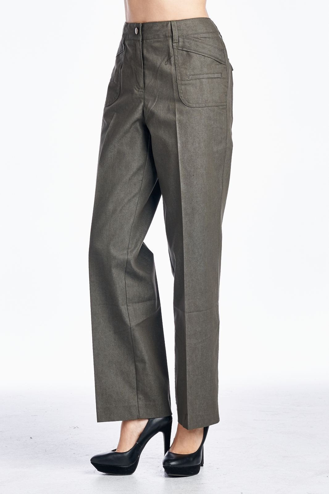 Larry Levine Stretch Pants Green 4 Pants - Tophatter Daily Deals