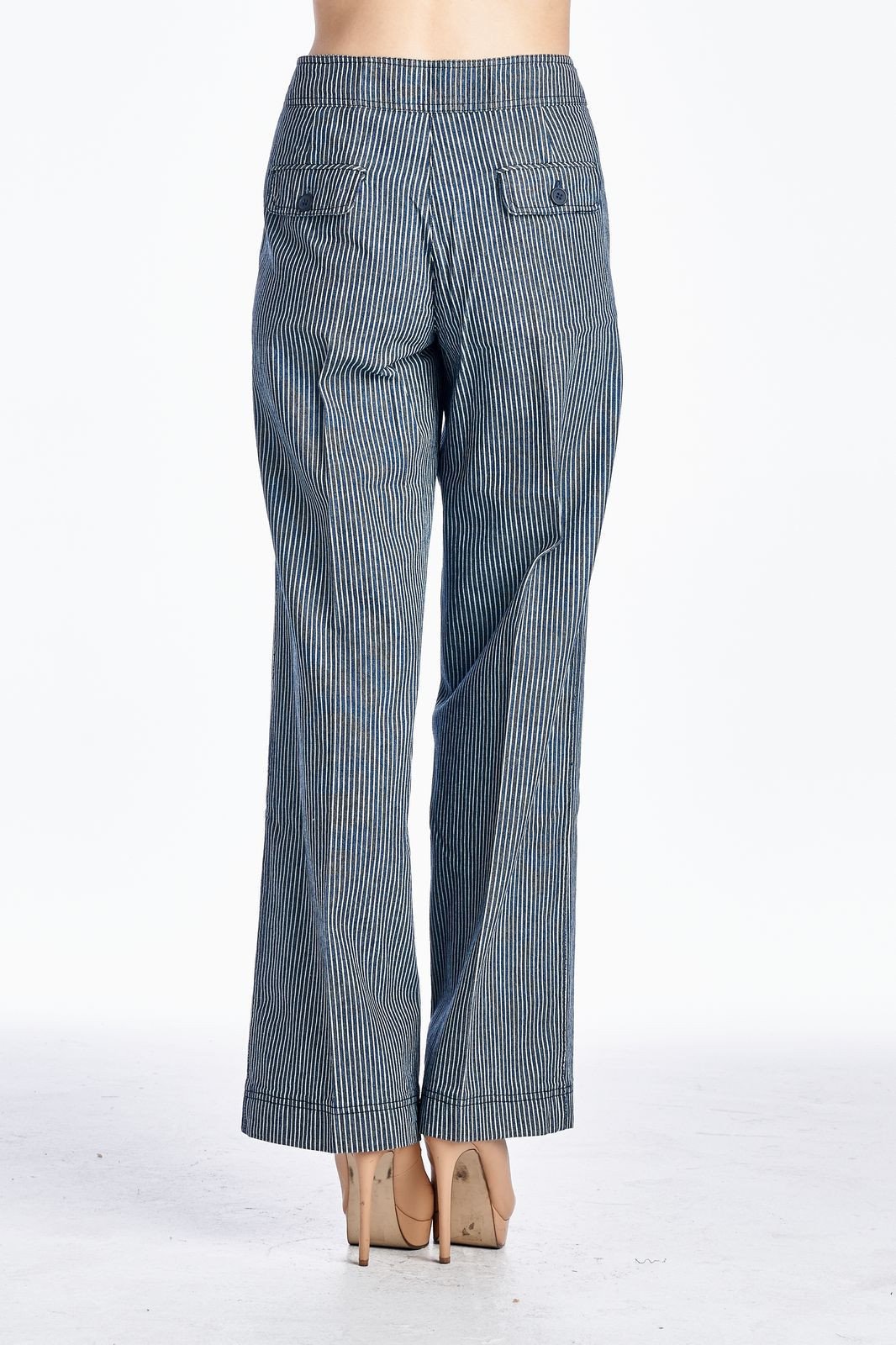 Larry Levine Pinstripe Pants White Navy 1 Pants - Tophatter Daily Deals