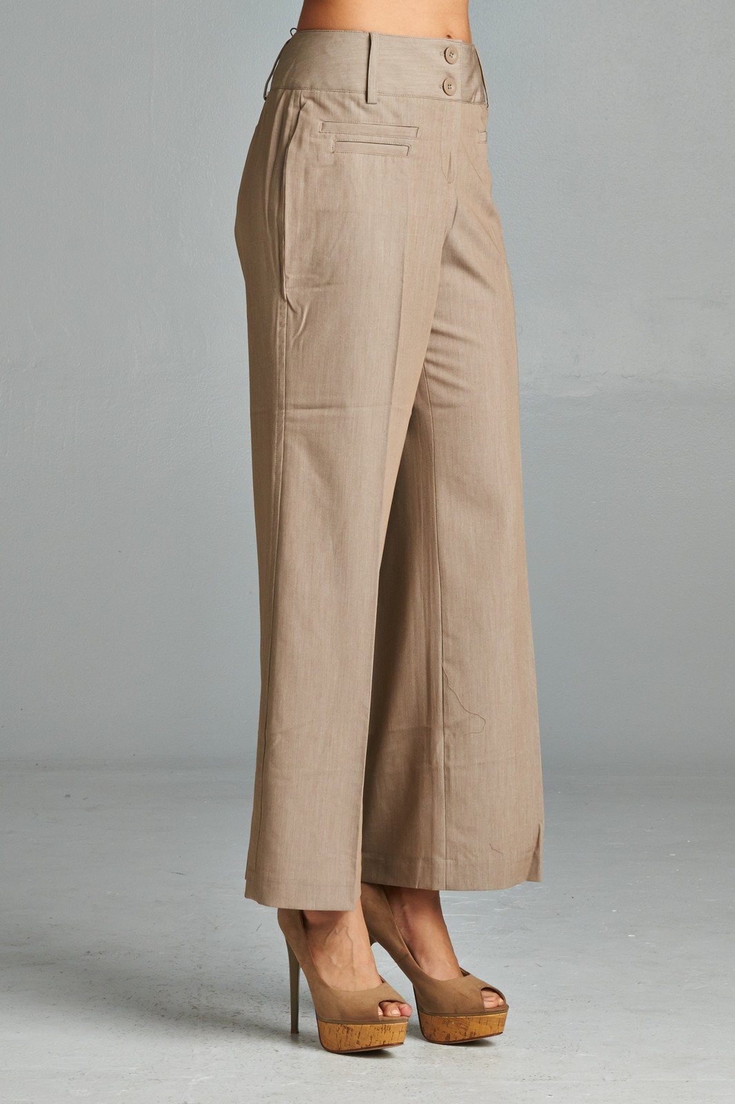 Larry Levine Front Pocket Pants Sand 3 Pants - Tophatter Daily Deals
