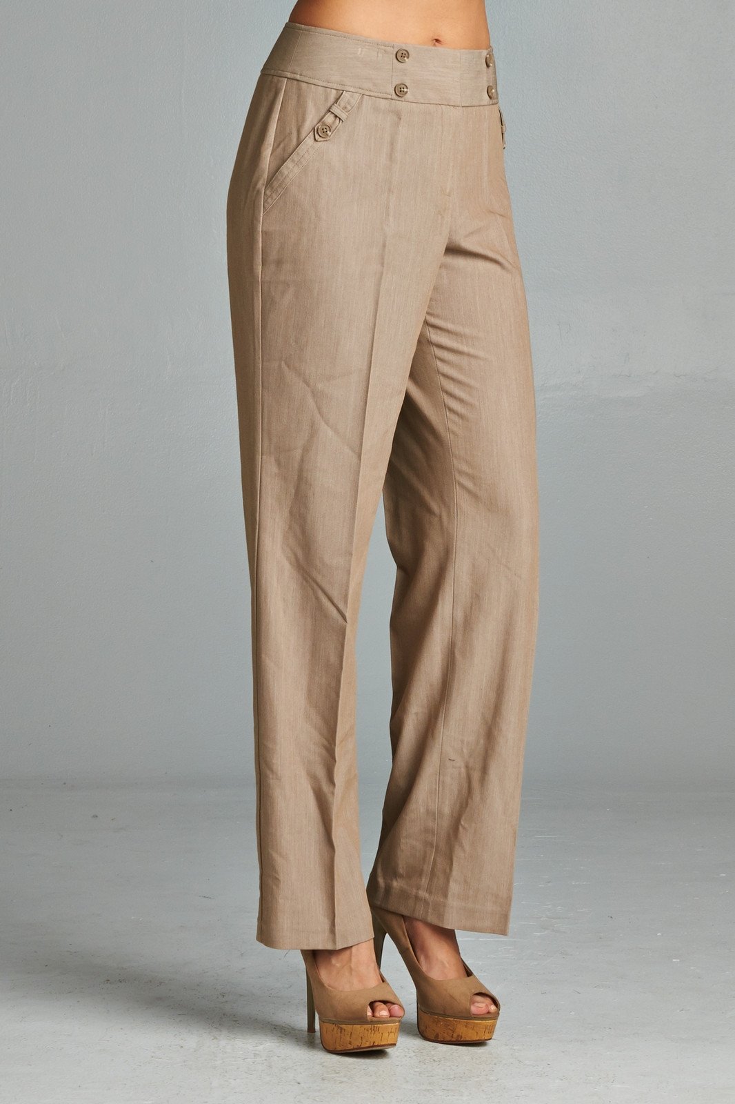 Larry Levine Pants Sand 3 Pants - Tophatter Daily Deals