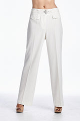 Larry Levine Pant w/Gold Stripe New Winter White Pants - Tophatter Daily Deals