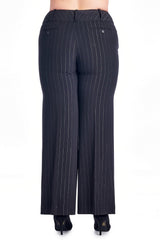Larry Levine Black/Silver Stripe Pants Pants - Tophatter Daily Deals