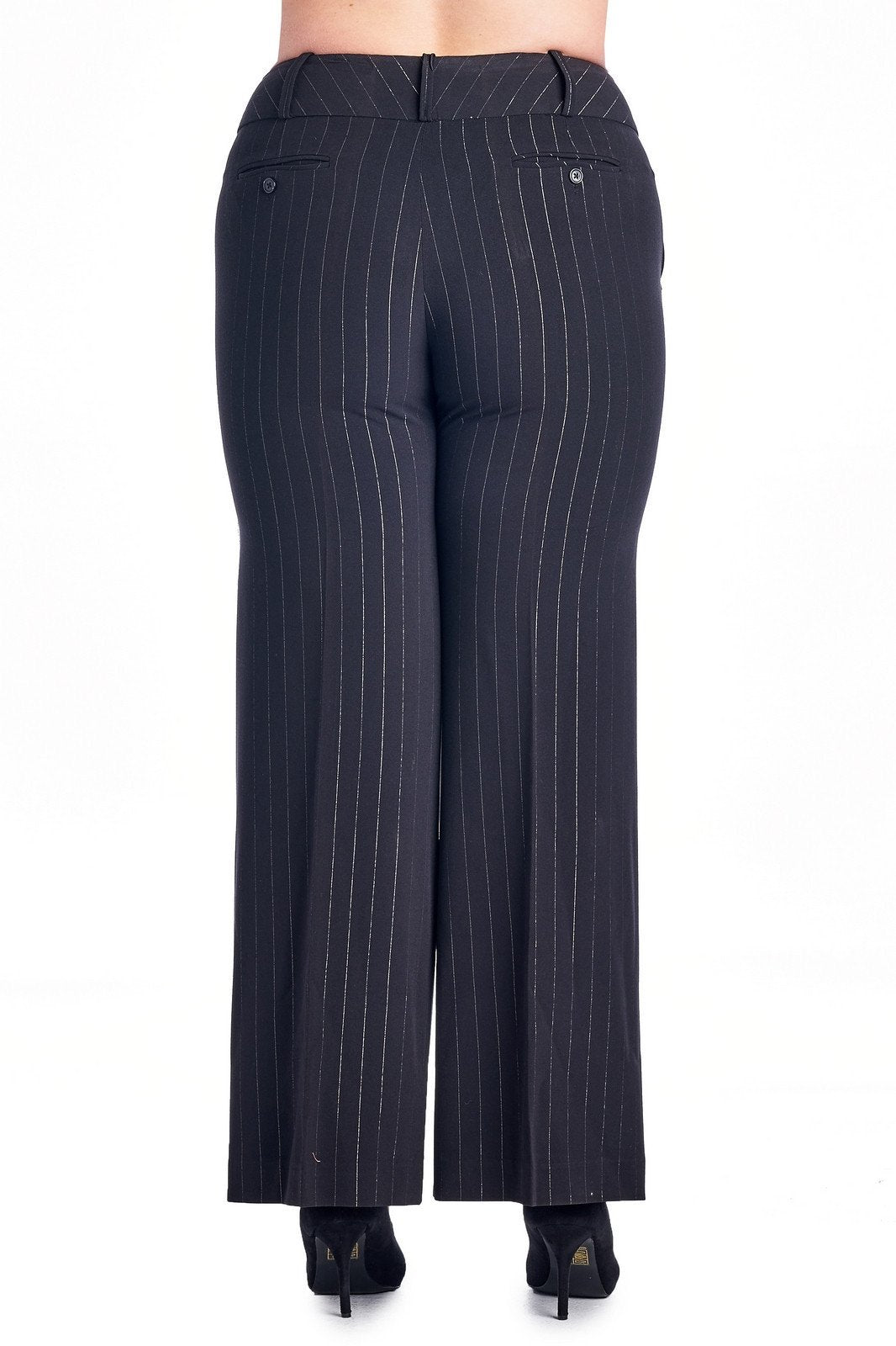 Larry Levine Black/Silver Stripe Pants Pants - Tophatter Daily Deals