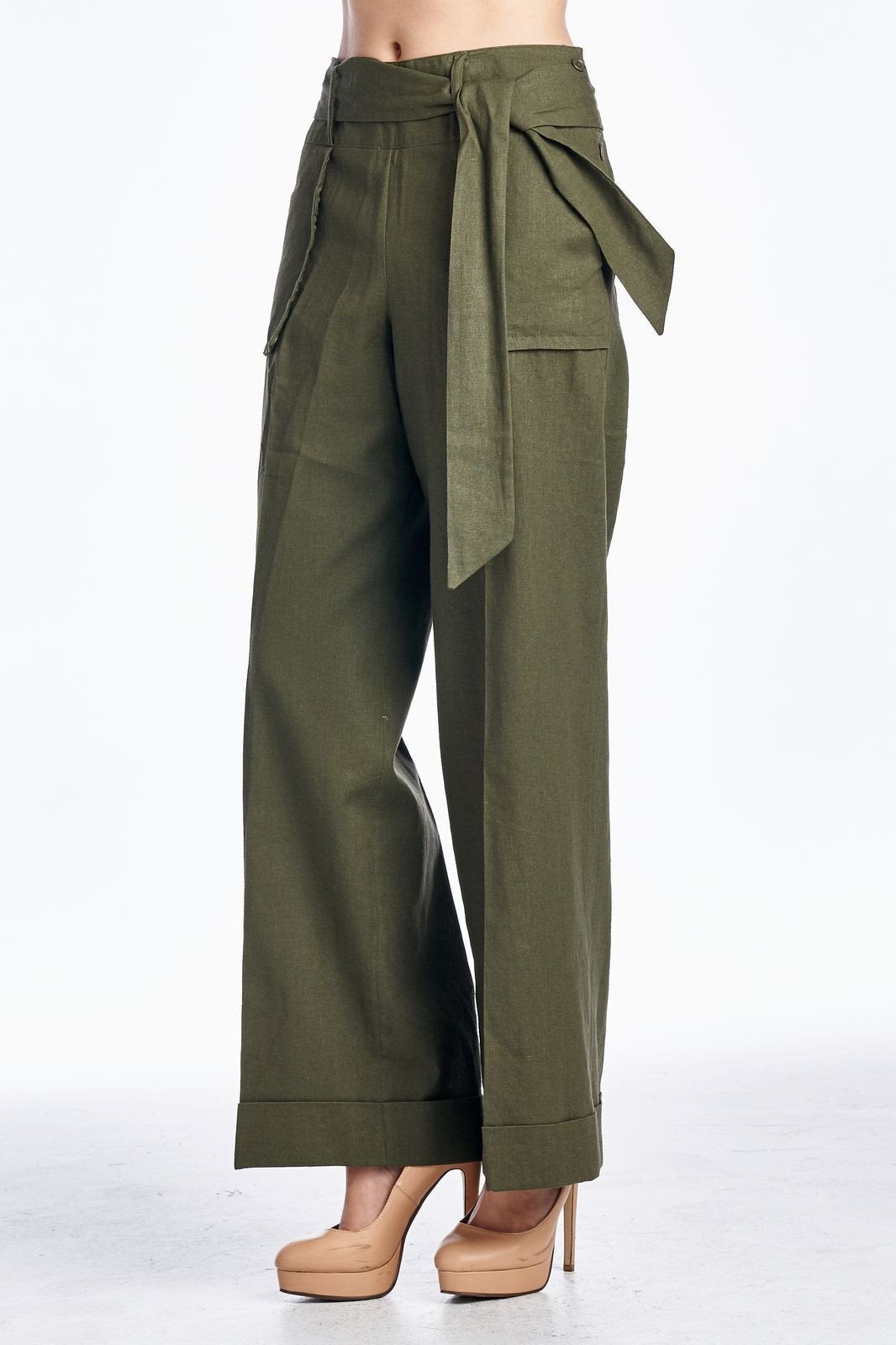 Larry Levine Pant with Waist Tie Pants - Tophatter Daily Deals