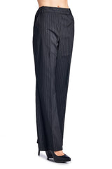 Larry Levine Black/White Pinstripe Pants Black White 9 Pants - Tophatter Daily Deals