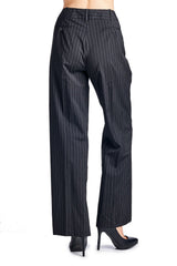 Larry Levine Black/White Pinstripe Pants Pants - Tophatter Daily Deals