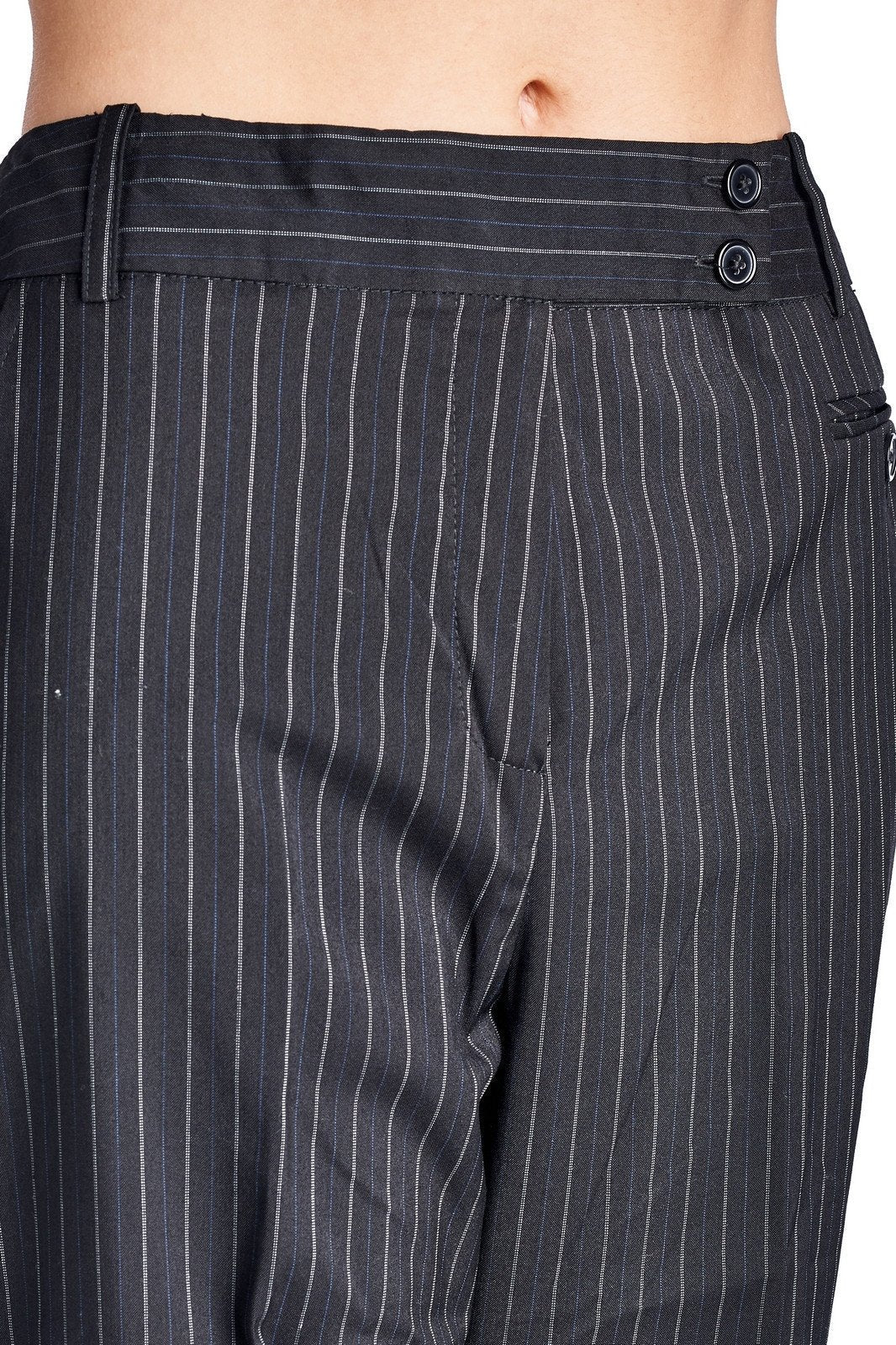Larry Levine Black/White Pinstripe Pants Pants - Tophatter Daily Deals