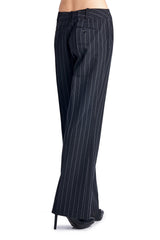 Larry Levine Black/White Pinstripe Pants Pants - Tophatter Daily Deals