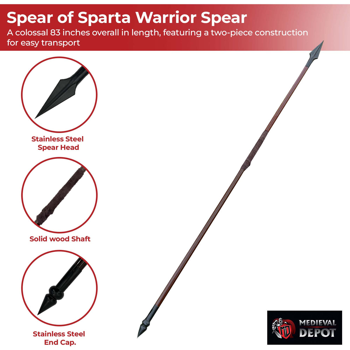 Spear of Sparta Warrior Spear historical period - Tophatter Daily Deals
