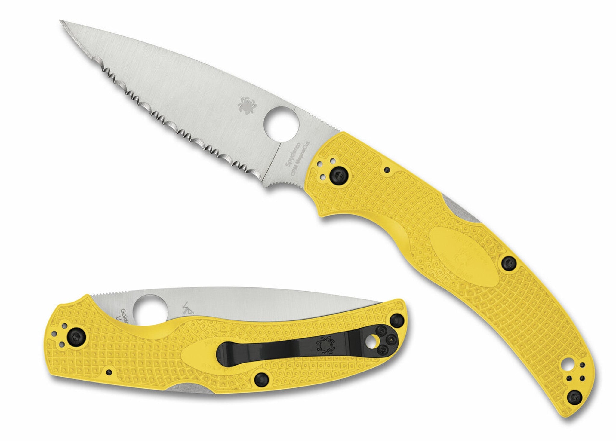 Spyderco Native Chief Lightweight Salt - Yellow FRN - Serrated Edge MagnaCut - C244SYL Knives - Tophatter Daily Deals