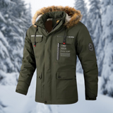 Warm Men's Parka - Hooded Faux Fur, Polyester, Winter Green - Tophatter Daily Deals