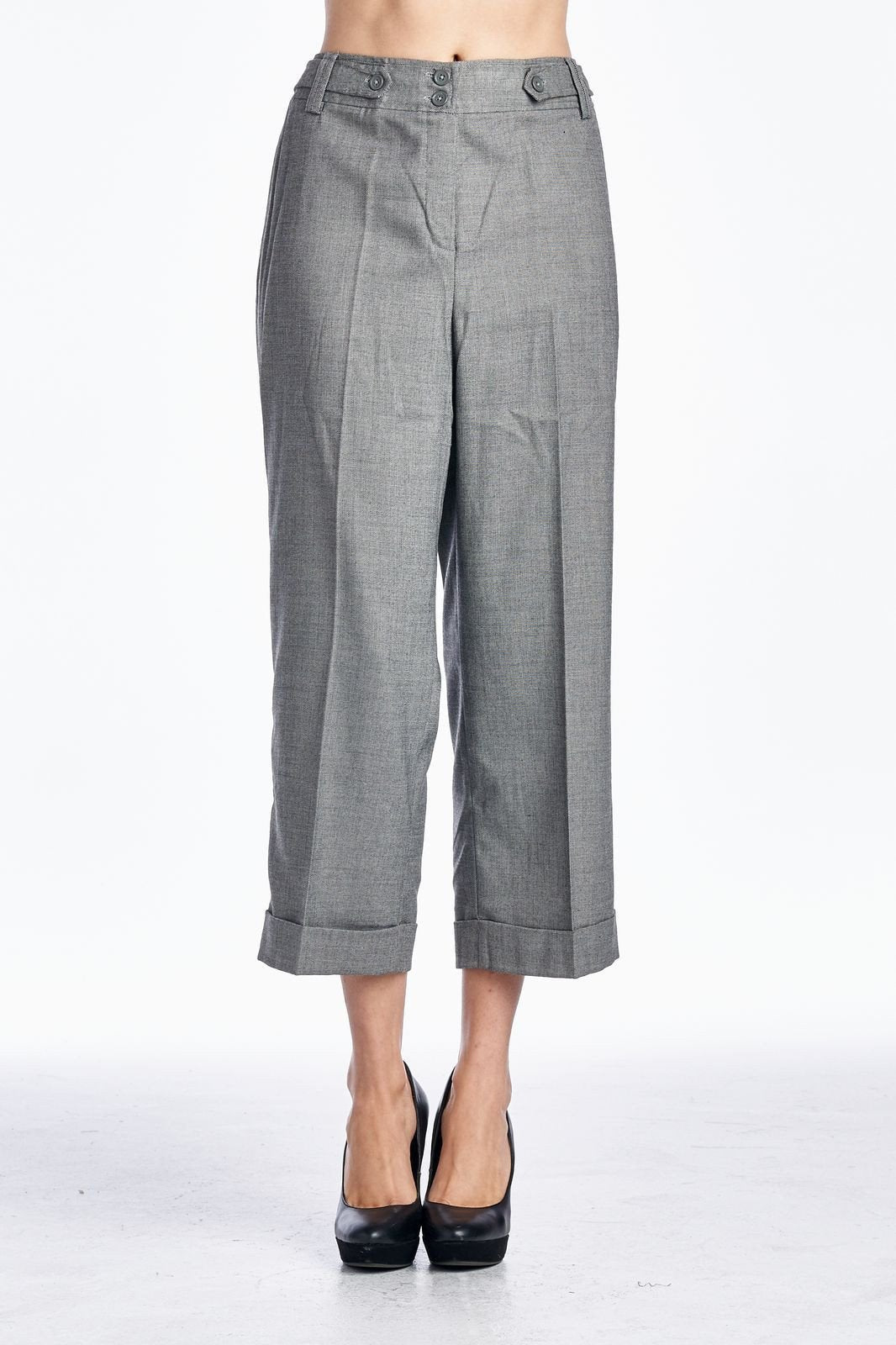 Larry Levine SPT Charcoal Stretch Capris Charcoal Capris - Tophatter Daily Deals
