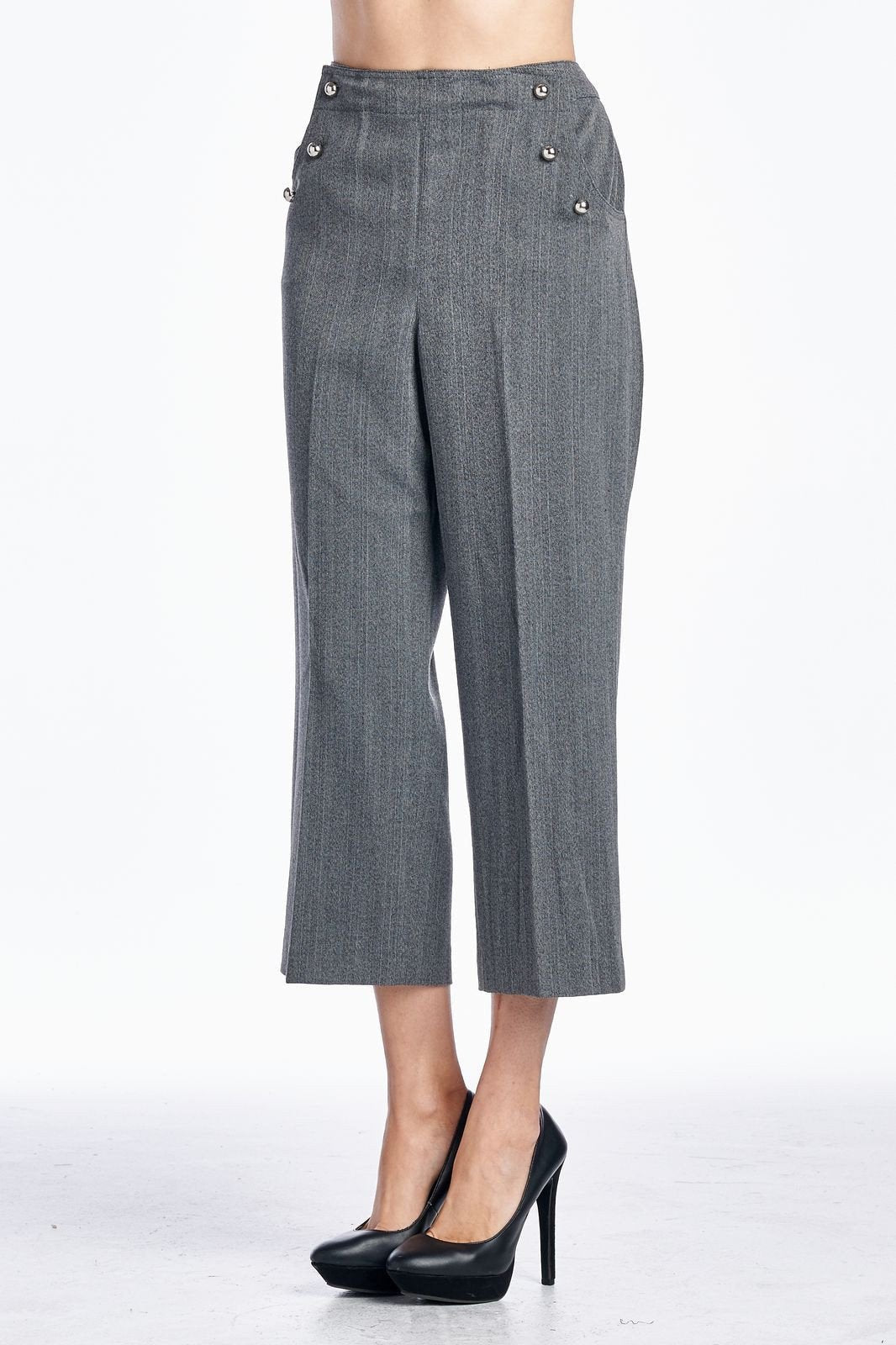 Larry Levine SPT Grey Stretch Capris Capris - Tophatter Daily Deals