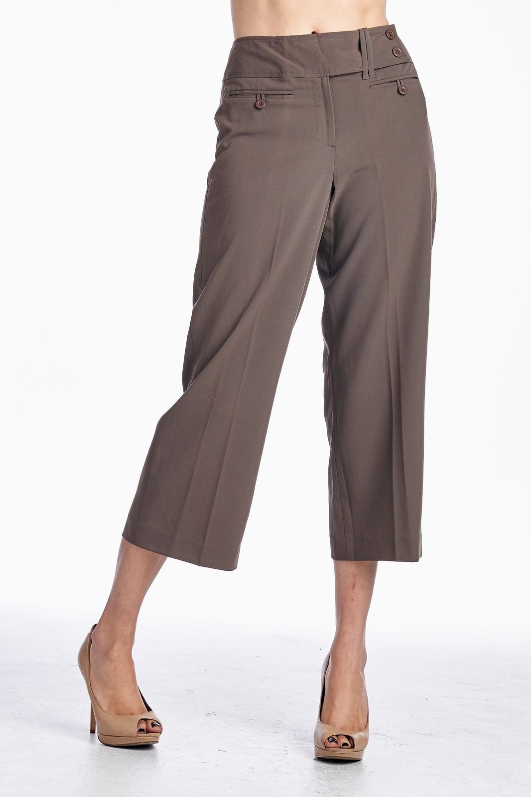 Larry Levine Career Capris Warm Espresso Capris - Tophatter Daily Deals