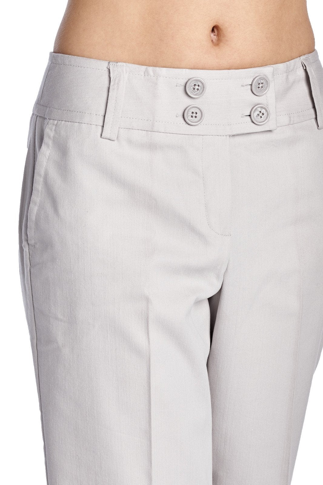 Larry Levine Front Button Stretch Capris Capris - Tophatter Daily Deals