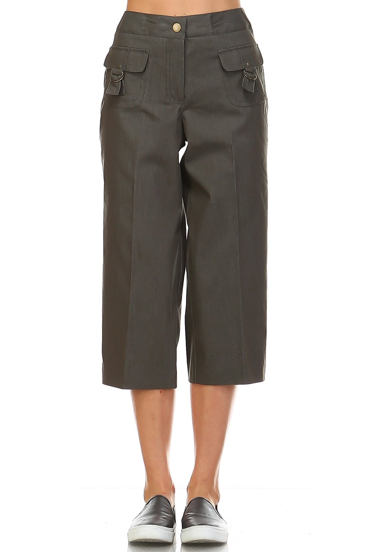 Larry Levine Stretch Capris Green Way Capris - Tophatter Daily Deals