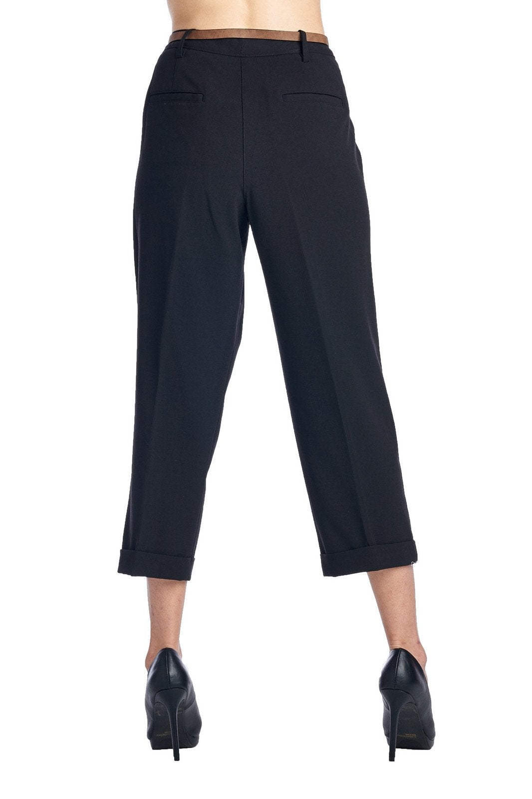 Larry Levine Stretch Pleated Trousers Capris - Tophatter Daily Deals