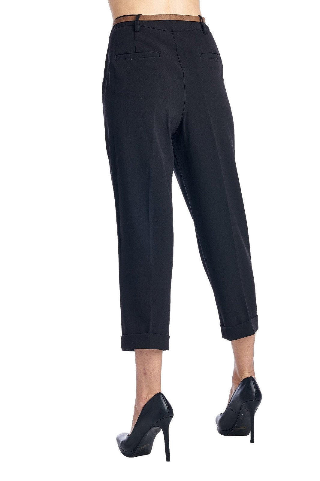 Larry Levine Stretch Pleated Trousers Capris - Tophatter Daily Deals