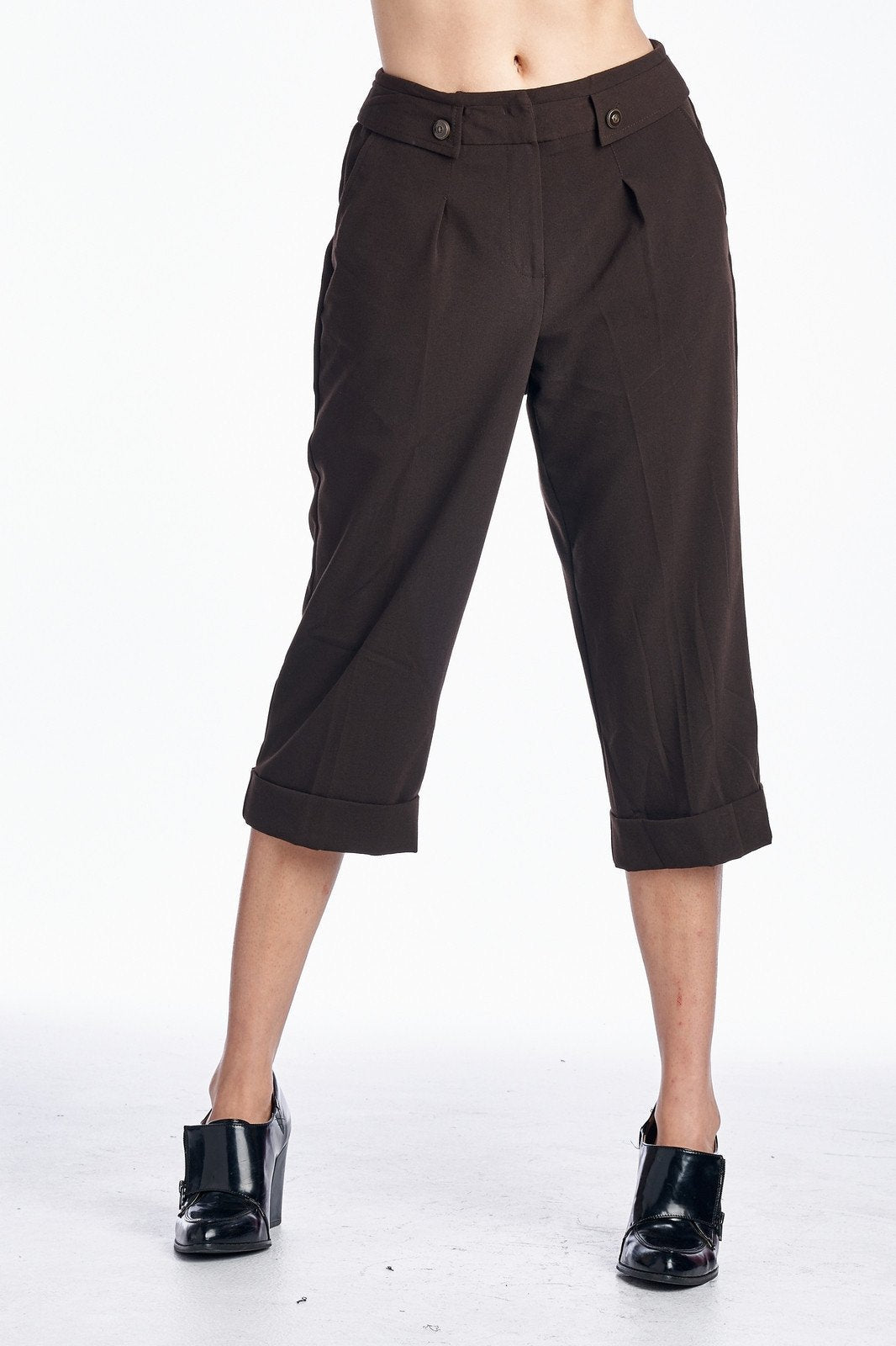 Larry Levine Capris Chocolate 1 Capris - Tophatter Daily Deals