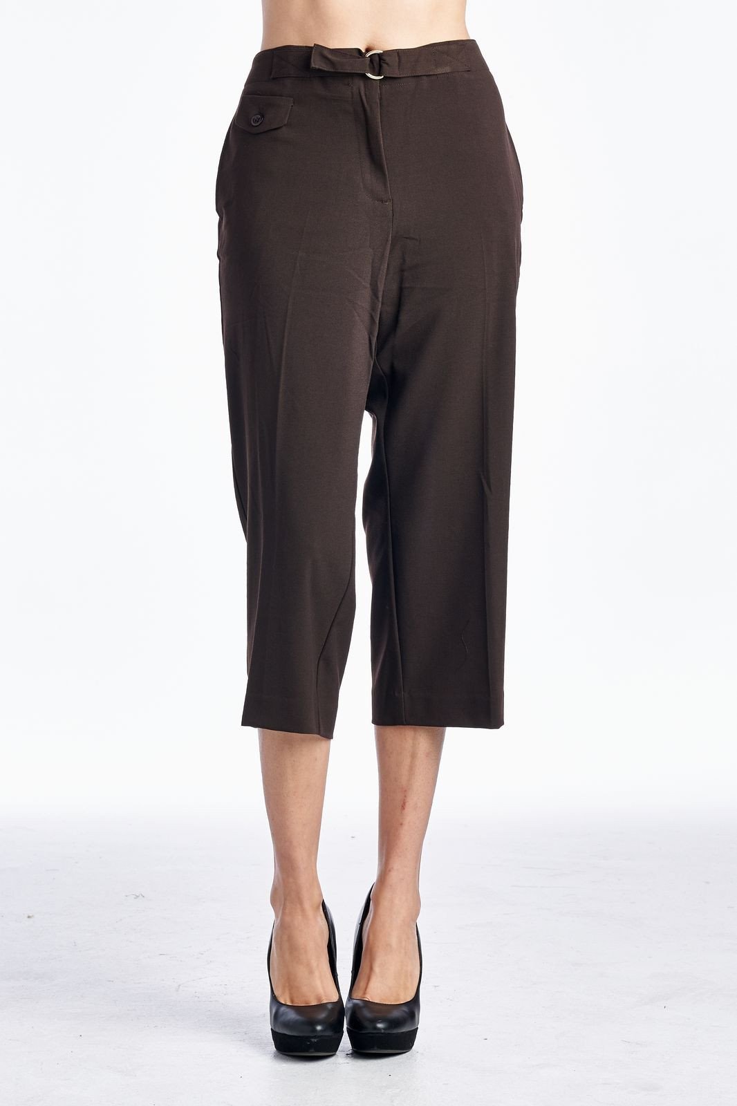Larry Levine Capris Chocolate 1 Capris - Tophatter Daily Deals