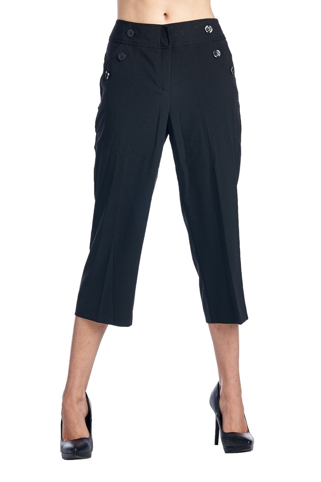 Larry Levine Stretch Capris Black Capris - Tophatter Daily Deals