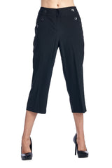 Larry Levine Stretch Capris Black Capris - Tophatter Daily Deals