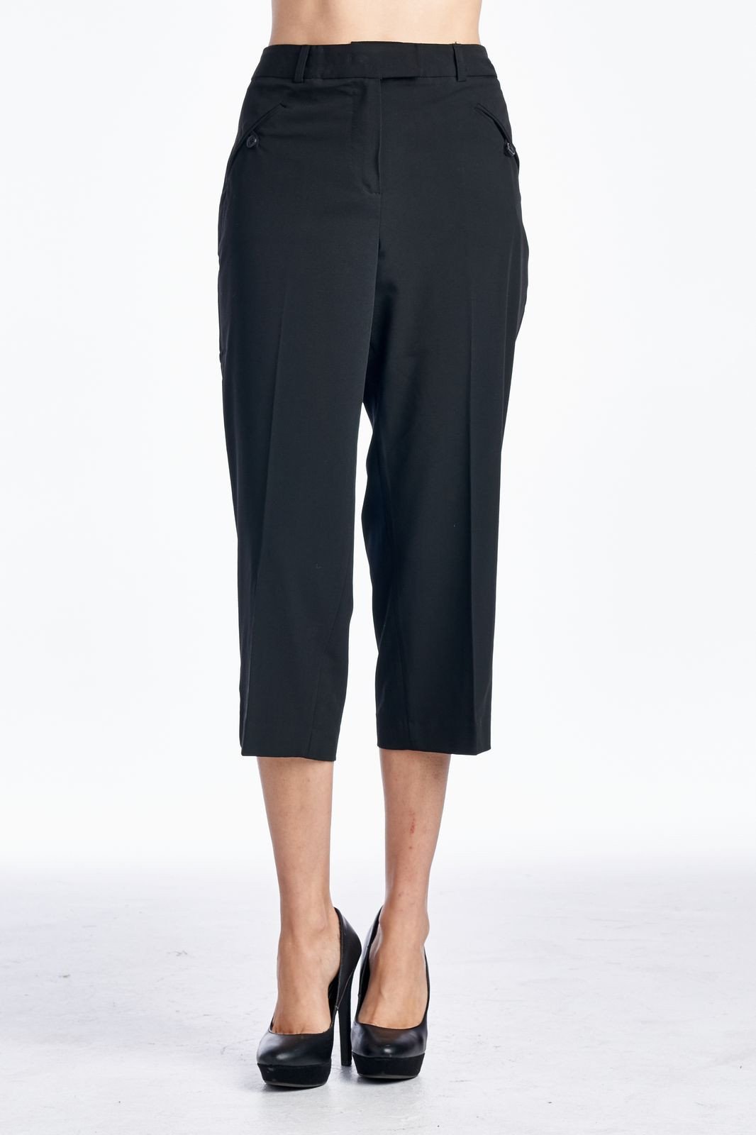 Larry Levine Sleek & Slim Capris Black Capris - Tophatter Daily Deals