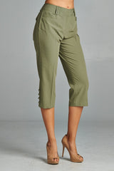 Larry Levine Sleek & Slim Capris Seaweed 1 Capris - Tophatter Daily Deals