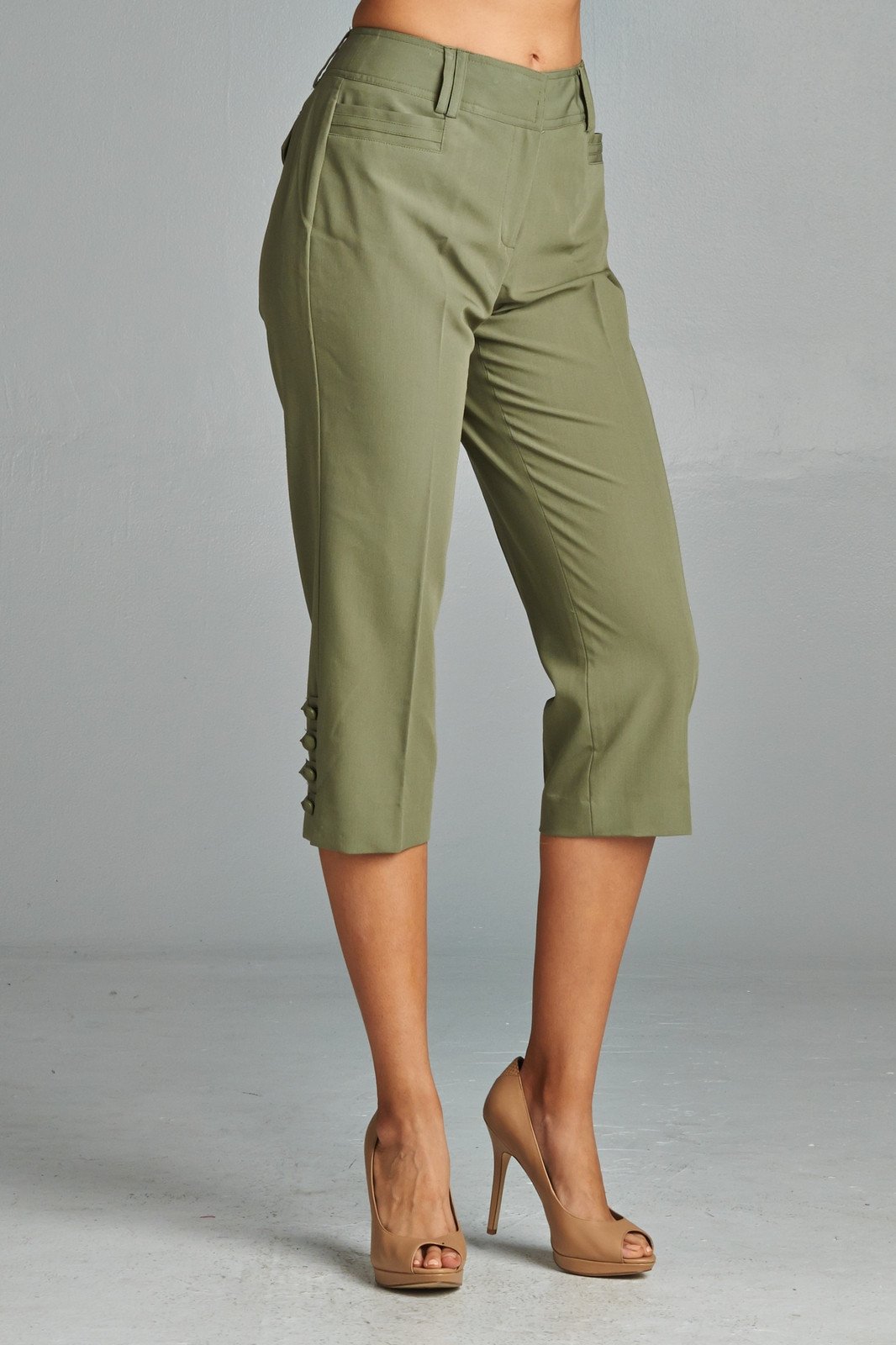 Larry Levine Sleek & Slim Capris Seaweed 1 Capris - Tophatter Daily Deals
