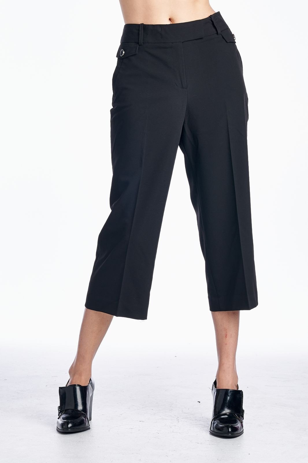 Larry Levine Stretch Tailored Capris Black Capris - Tophatter Daily Deals