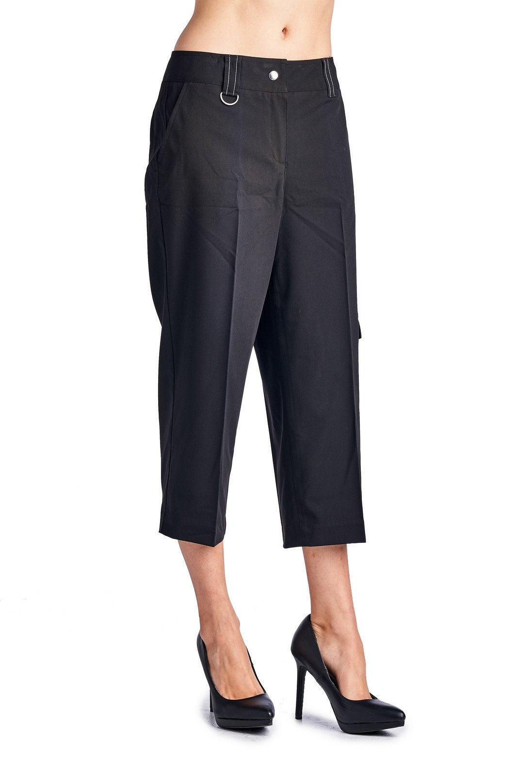 Larry Levine Capris Black Capris - Tophatter Daily Deals