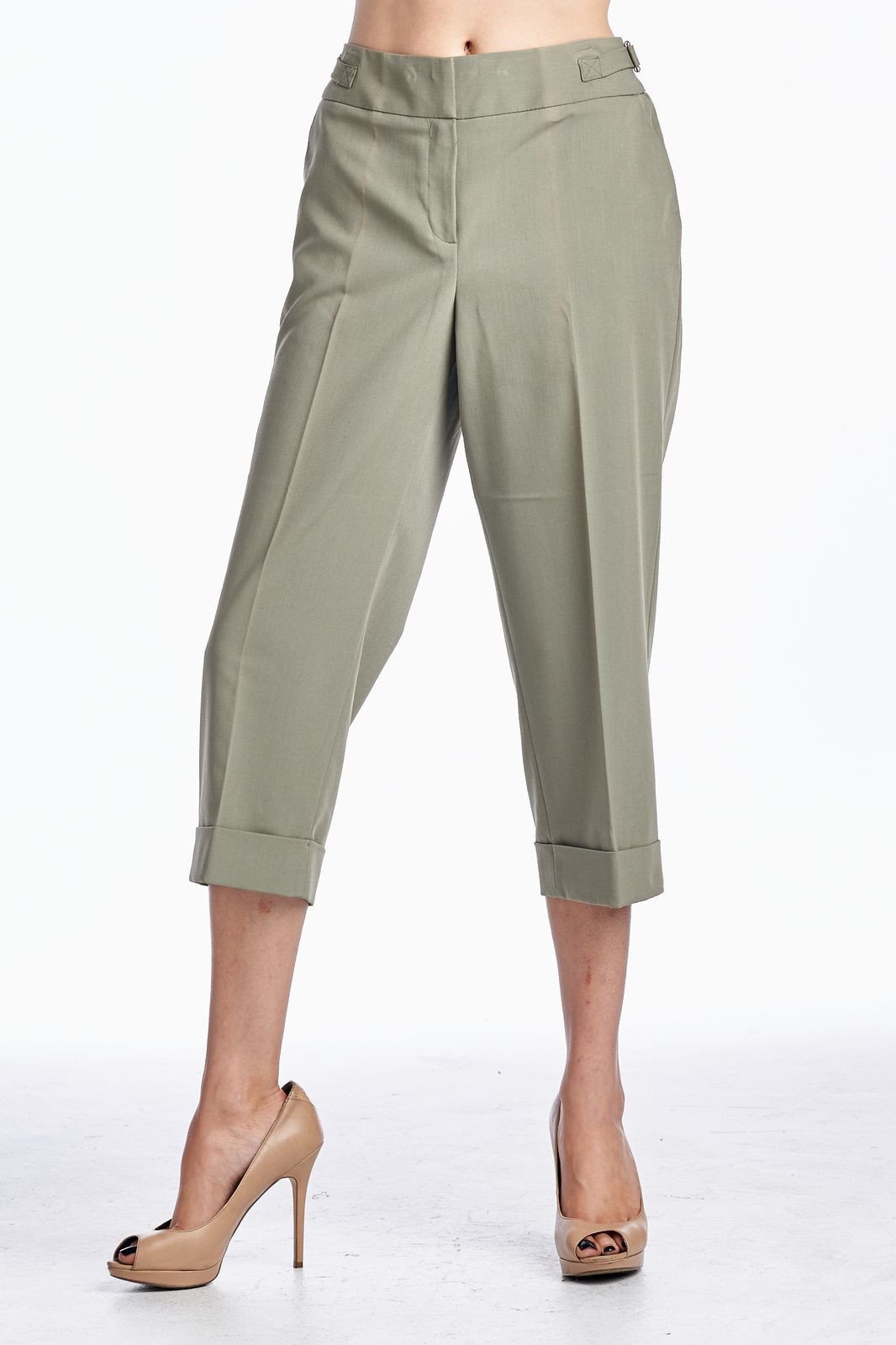 Larry Levine Stretch Capris Seaweed Capris - Tophatter Daily Deals