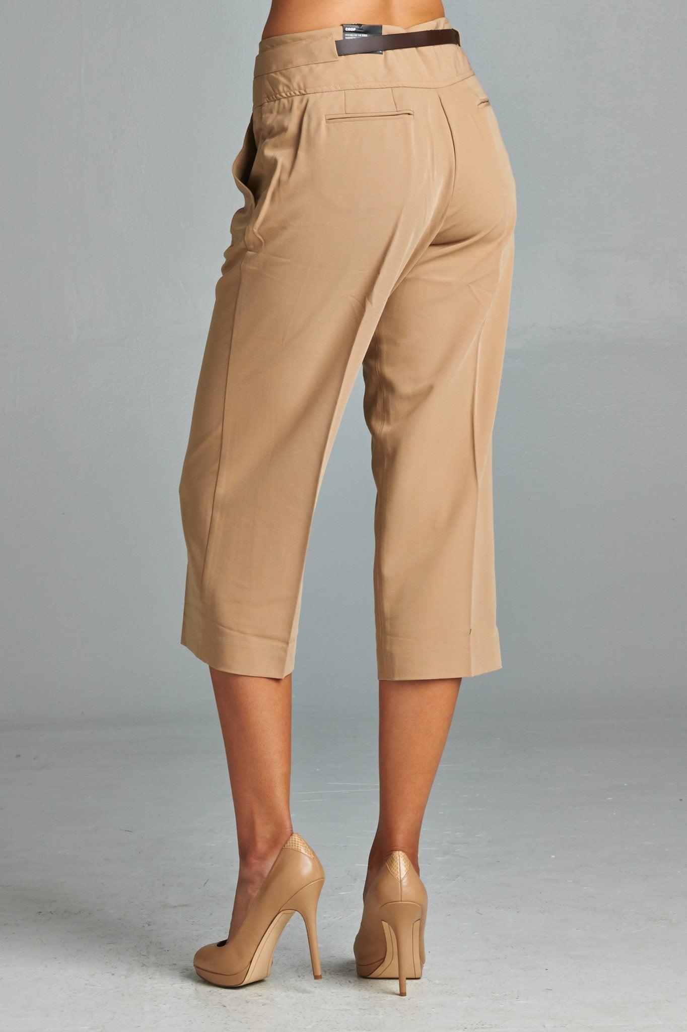 Larry Levine Stretch Capris with Belt Capris - Tophatter Daily Deals