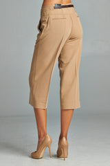 Larry Levine Stretch Capris with Belt Capris - Tophatter Daily Deals