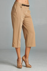 Larry Levine Stretch Capris with Belt Capris - Tophatter Daily Deals