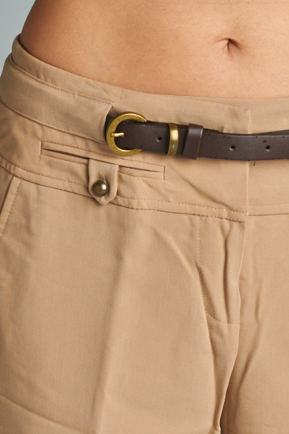 Larry Levine Stretch Capris with Belt Capris - Tophatter Daily Deals