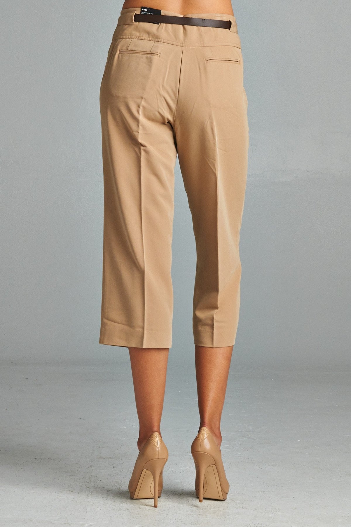 Larry Levine Stretch Capris with Belt Capris - Tophatter Daily Deals