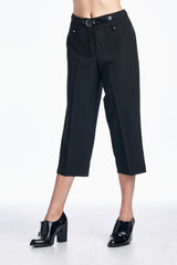 Larry Levine Stretch Capris with Belt Capris - Tophatter Daily Deals