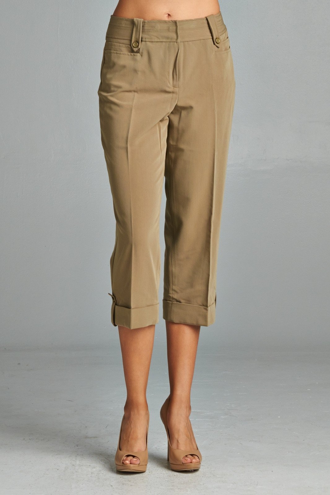Women's Capris with Cuffed Hem Capris - Tophatter Daily Deals