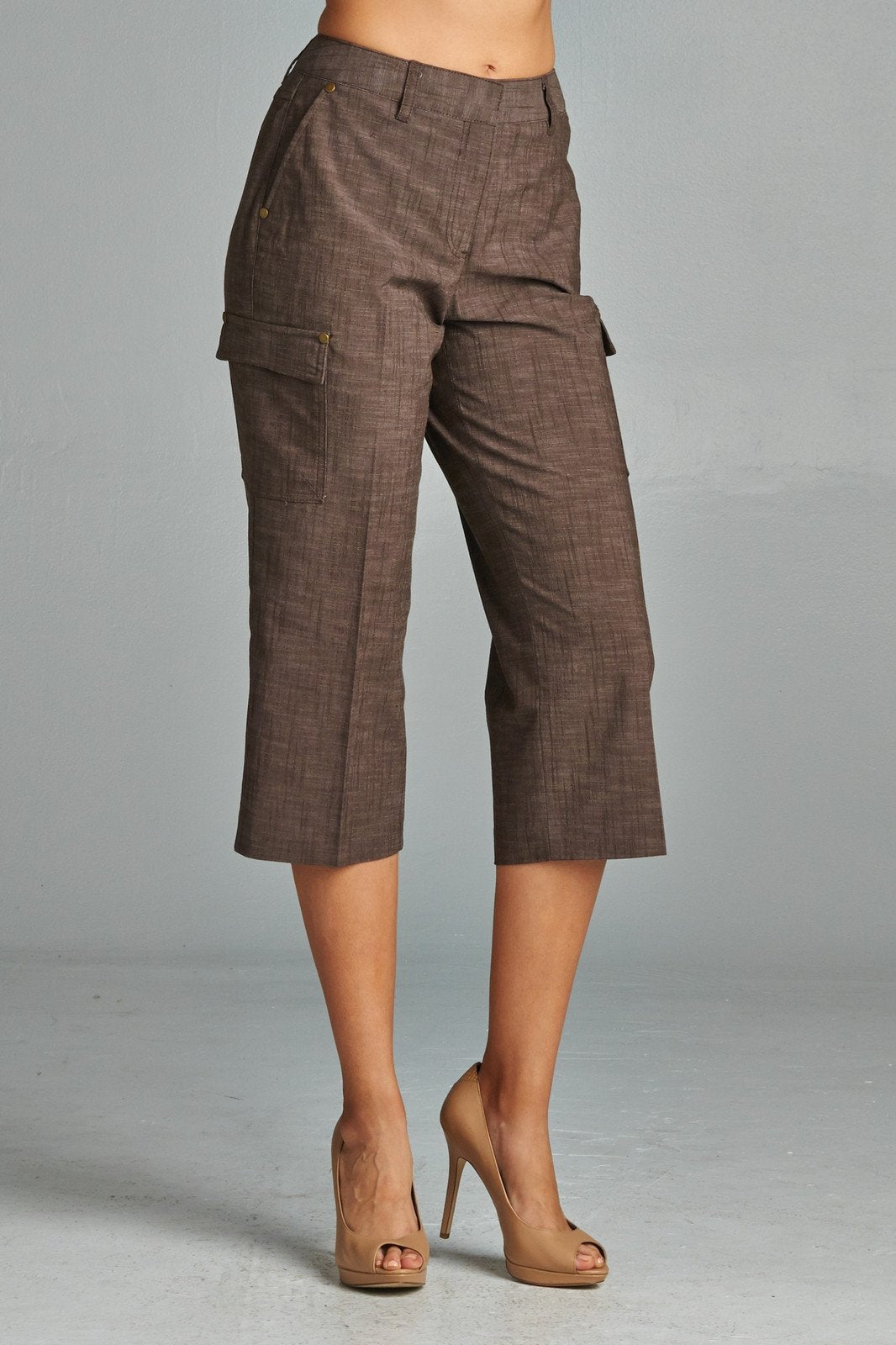 Women's Linen Capris Chocolate 2 Capris - Tophatter Daily Deals