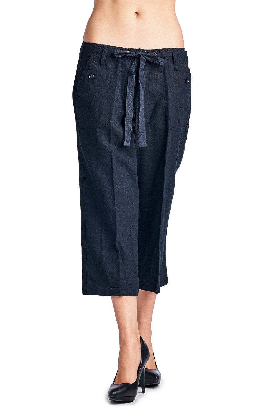 Larry Levine Linen Capris Capris - Tophatter Daily Deals