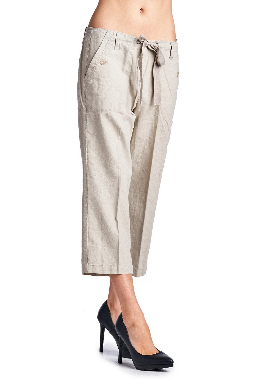 Larry Levine Linen Capris Capris - Tophatter Daily Deals