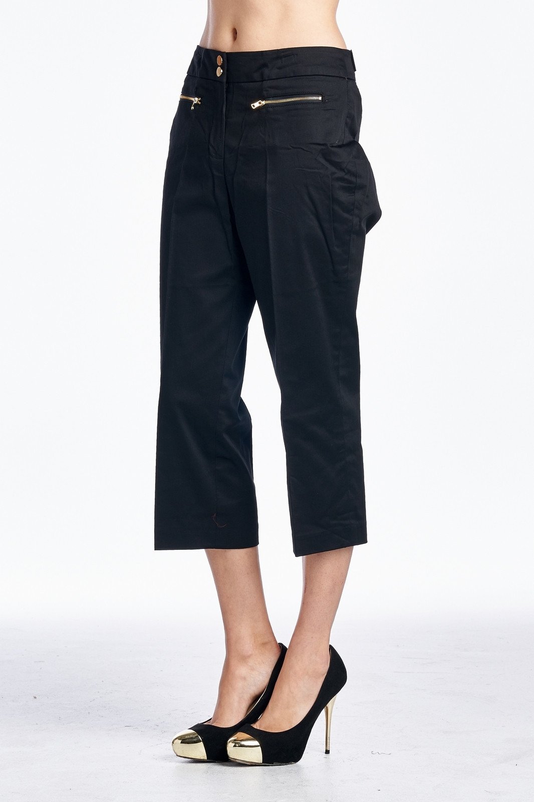 Larry Levine Front Zipper Capris Capris - Tophatter Daily Deals